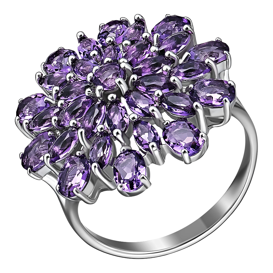 Серебряное кольцо 925 пробы; вставки 31 Аметист;