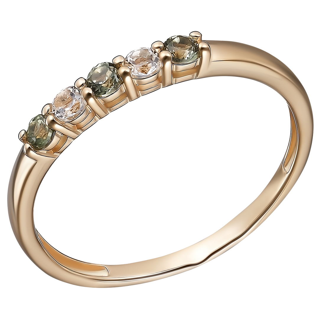 Серебряное кольцо 925 пробы; вставки 3 Сапфир зеленый; 2 Топаз;