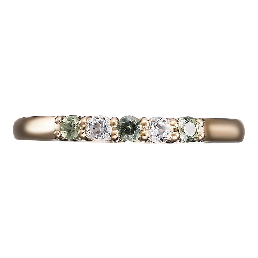 Серебряное кольцо 925 пробы; вставки 3 Сапфир зеленый; 2 Топаз;