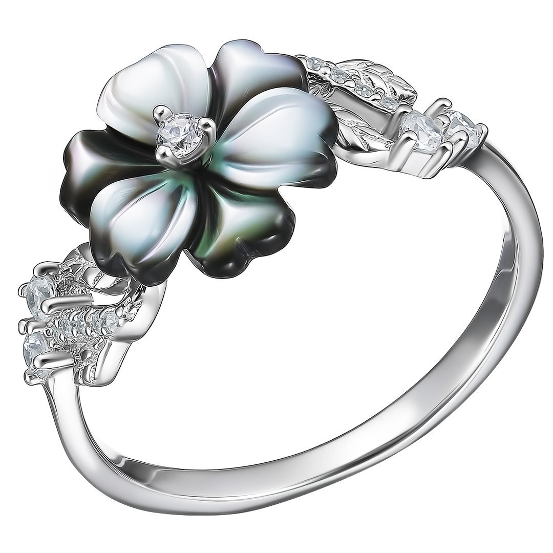 Серебряное кольцо с перламутром "Цветок"