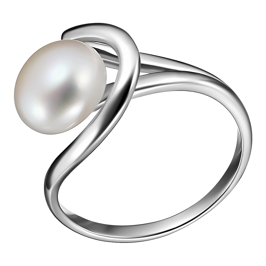 Серебряное кольцо 925 пробы; вставки 1 Жемчуг культ. преснов.белый;