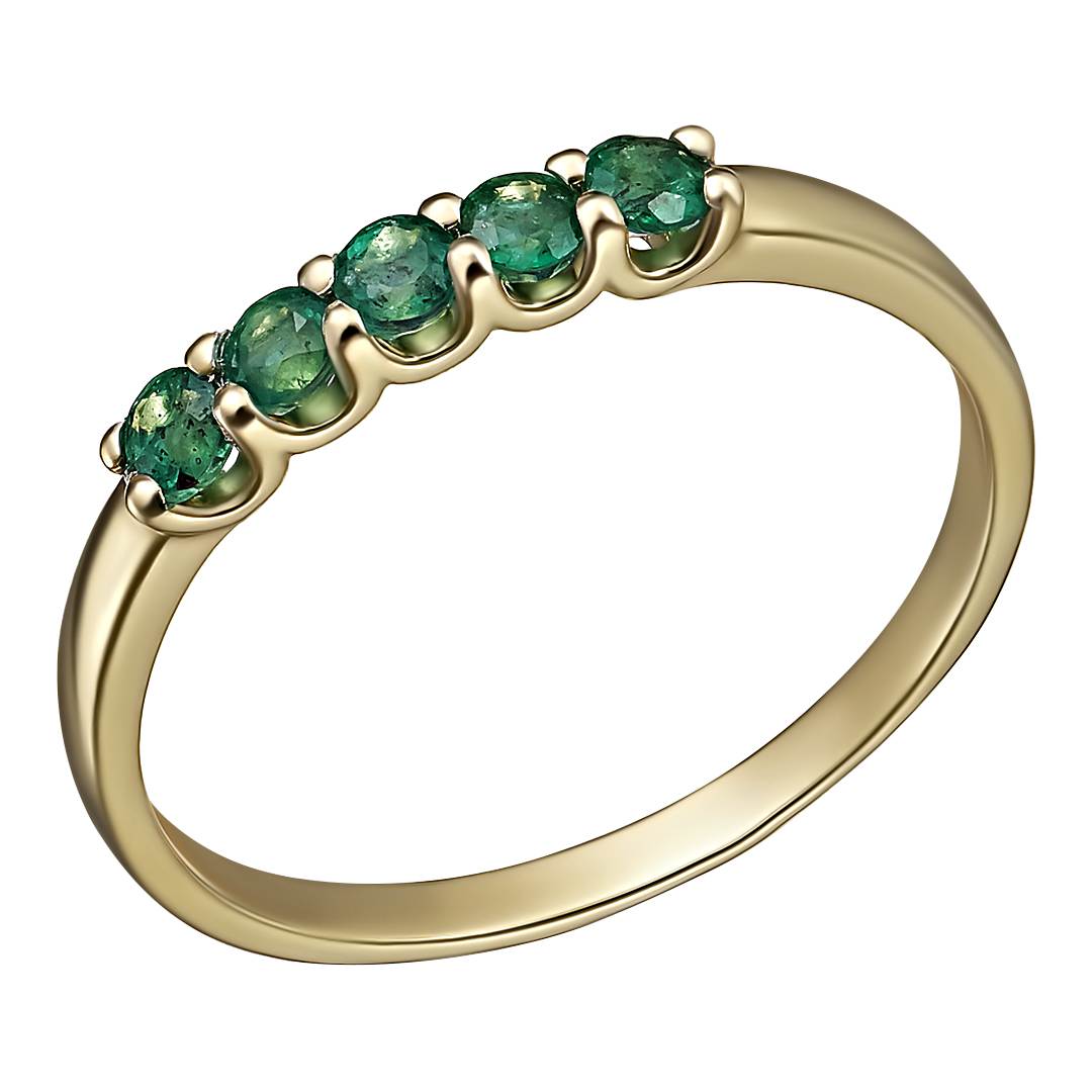 Серебряное кольцо 925 пробы; вставки 5 Изумруд 3/Г3 0,44;