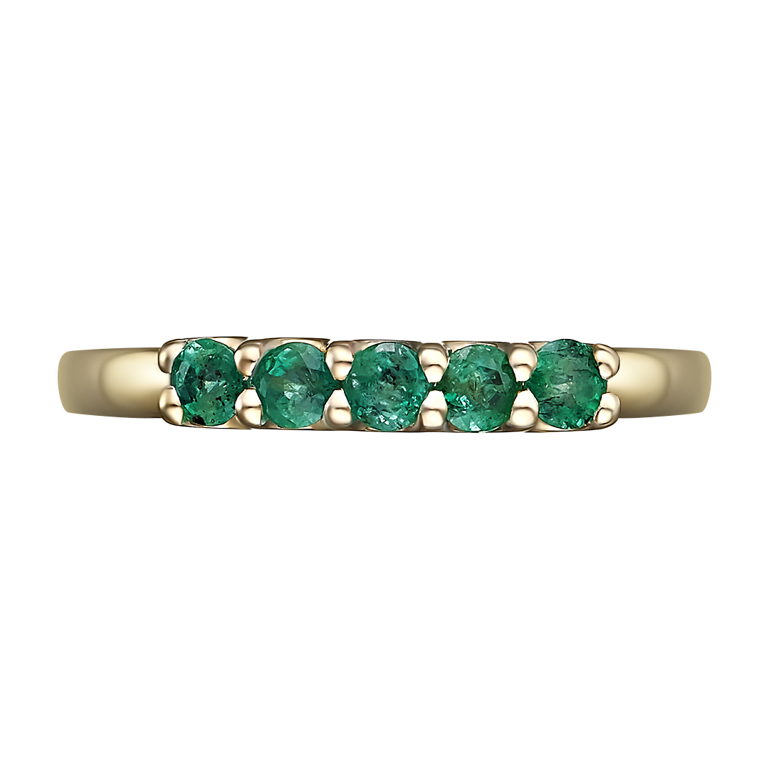Серебряное кольцо 925 пробы; вставки 5 Изумруд 3/Г3 0,44;