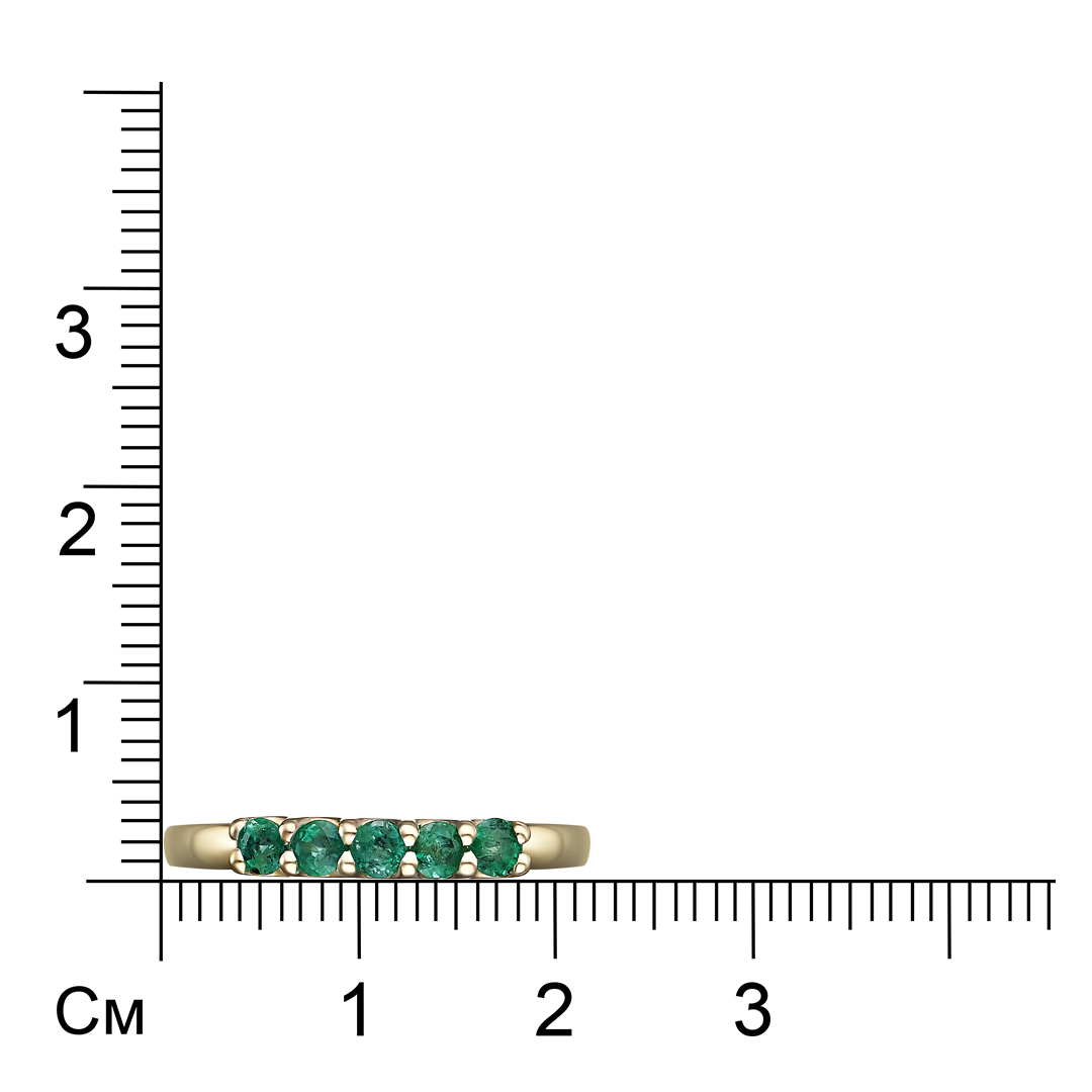 Серебряное кольцо 925 пробы; вставки 5 Изумруд 3/Г3 0,44;
