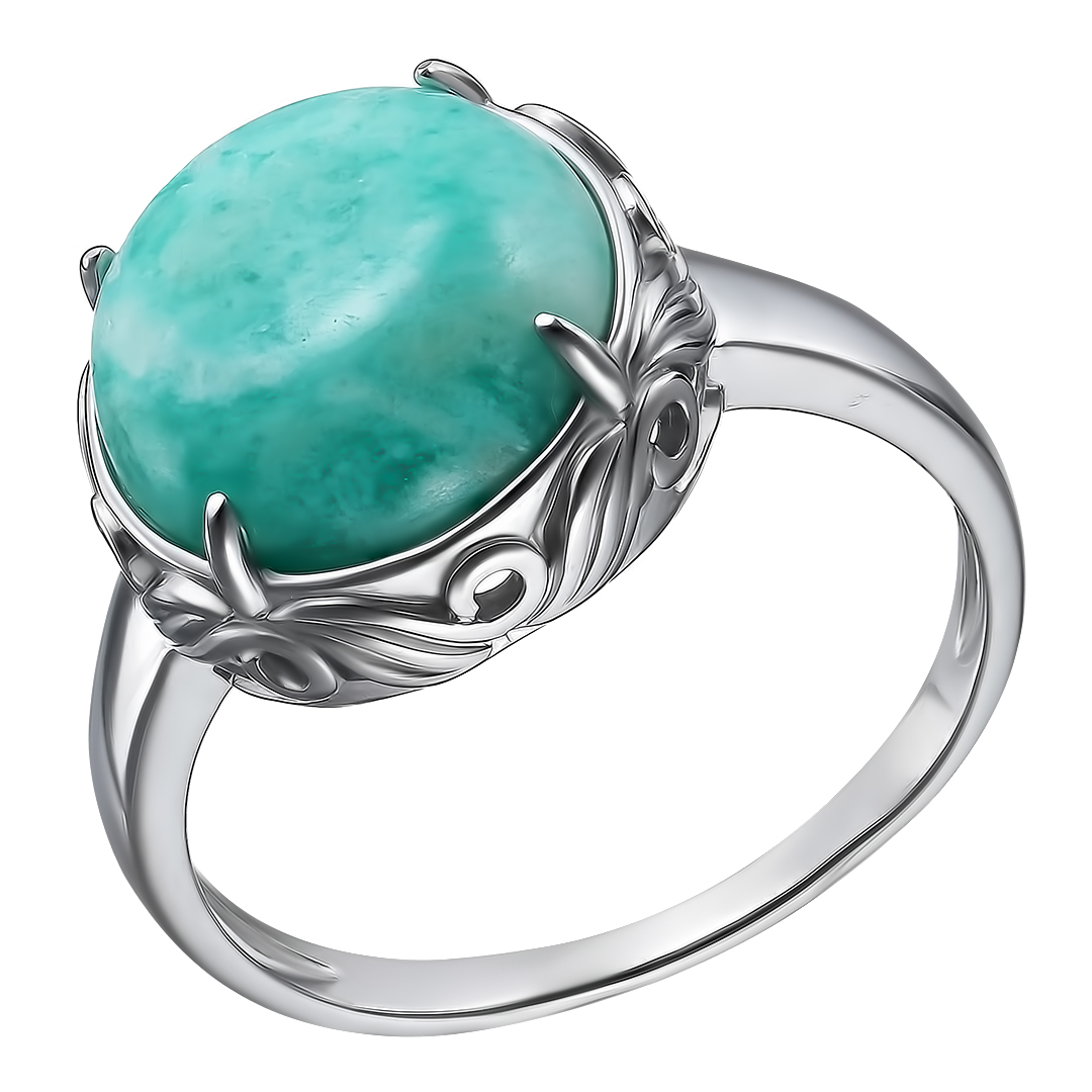 Серебряное кольцо 925 пробы; вставки1 Амазонит нат.;