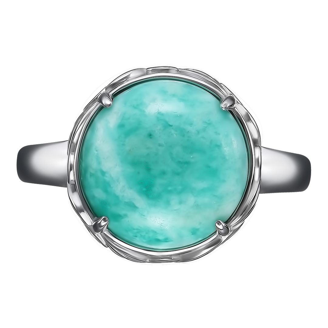 Серебряное кольцо 925 пробы; вставки1 Амазонит нат.;