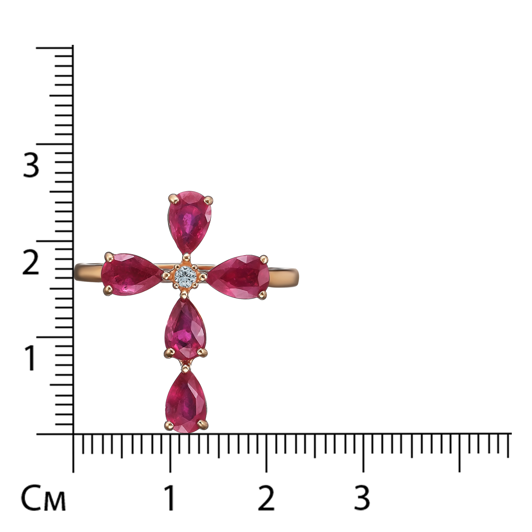 Серебряное кольцо с рубинами "Крест"