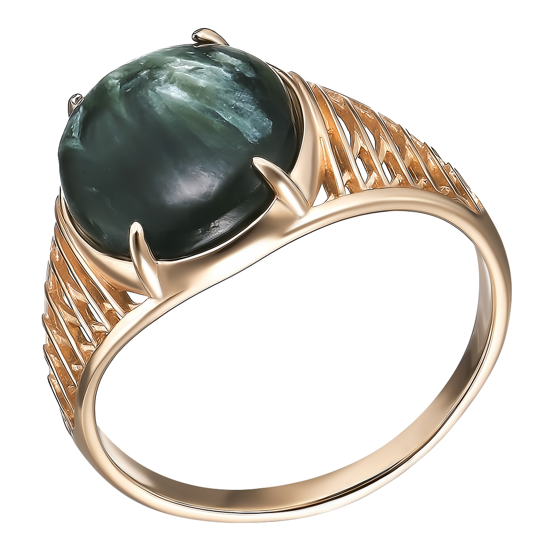 Серебряное кольцо 925 пробы; вставки 1 Серафинит нат.;