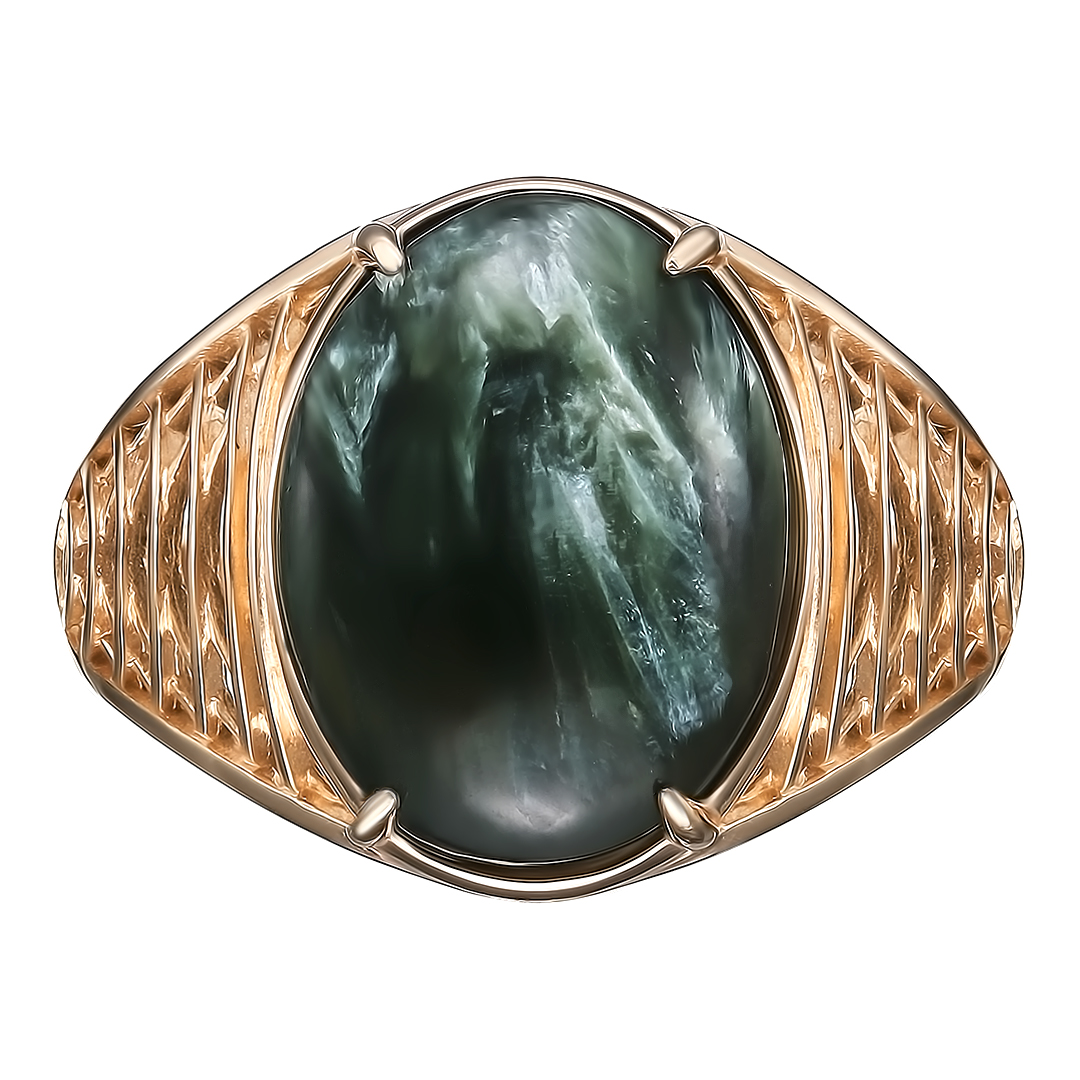 Серебряное кольцо 925 пробы; вставки 1 Серафинит нат.;