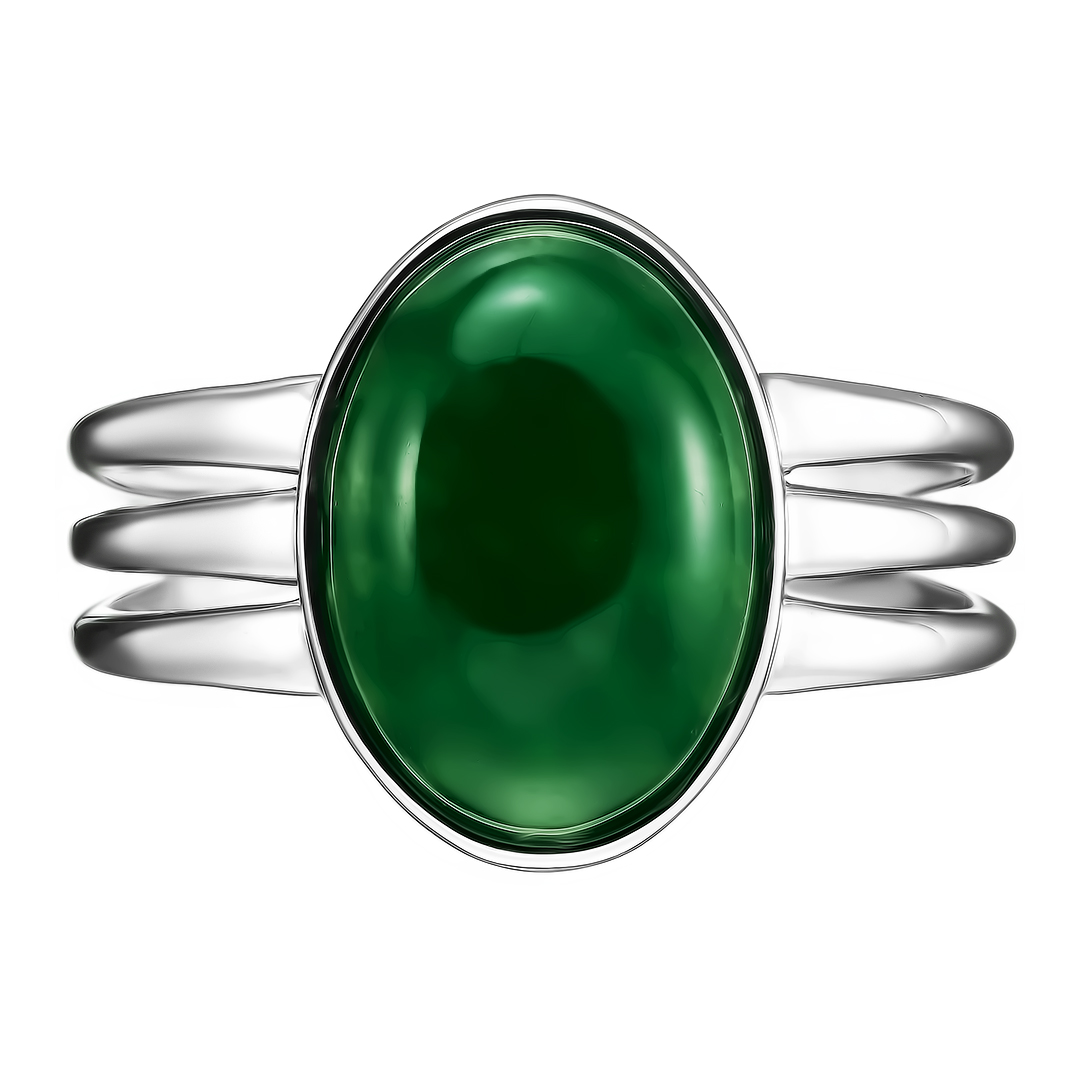 Серебряное кольцо 925 пробы; вставки 1 Жадеит;