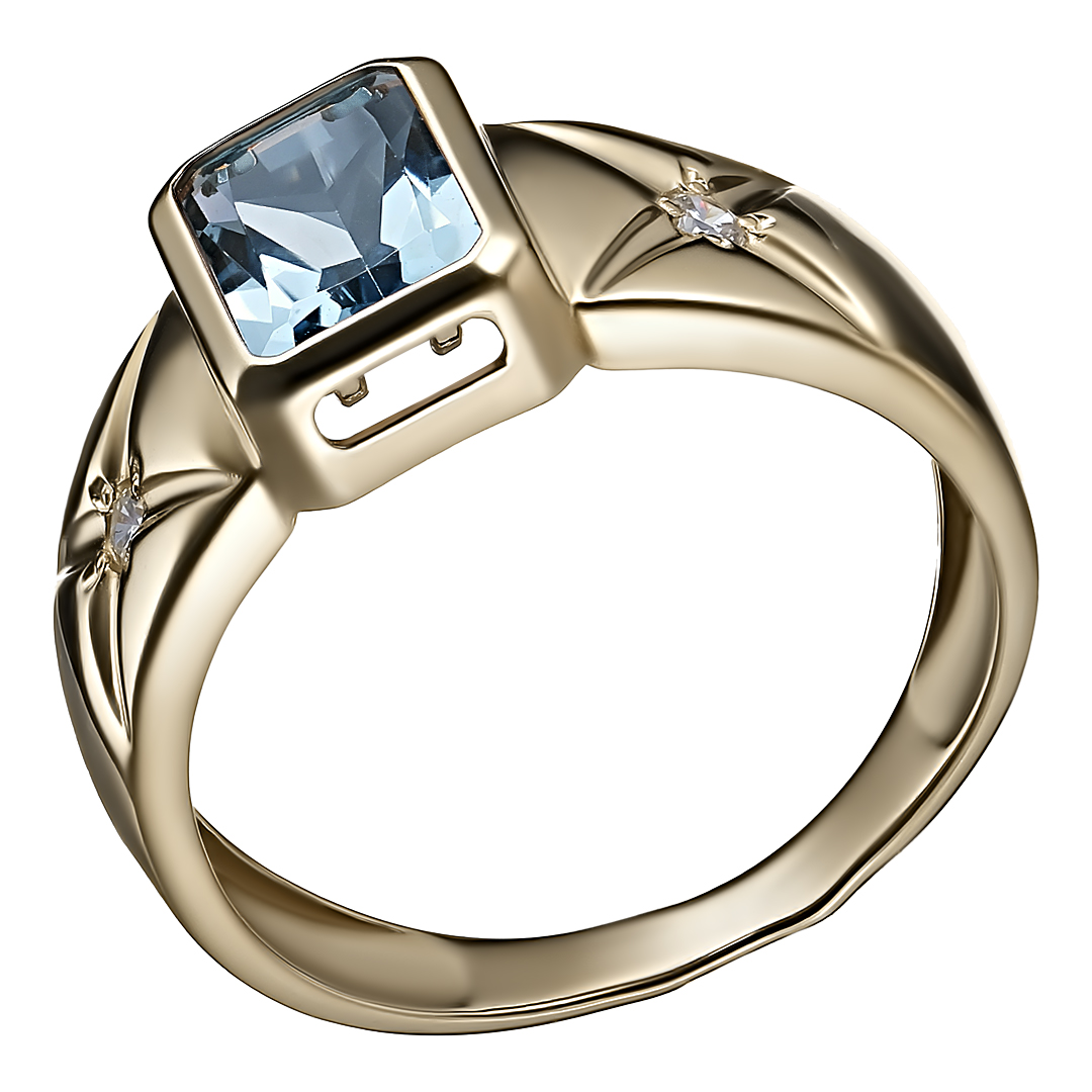 Серебряное кольцо 925 пробы; вставки 1 Топаз; 2 Фианит бесцв.;