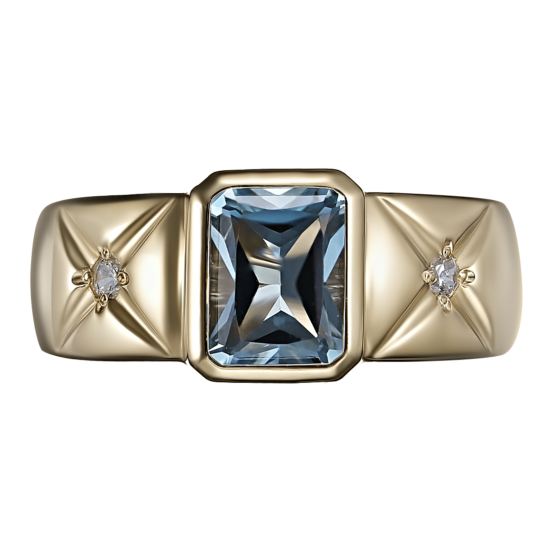 Серебряное кольцо 925 пробы; вставки 1 Топаз; 2 Фианит бесцв.;