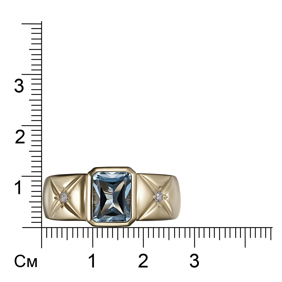 Серебряное кольцо 925 пробы; вставки 1 Топаз; 2 Фианит бесцв.;