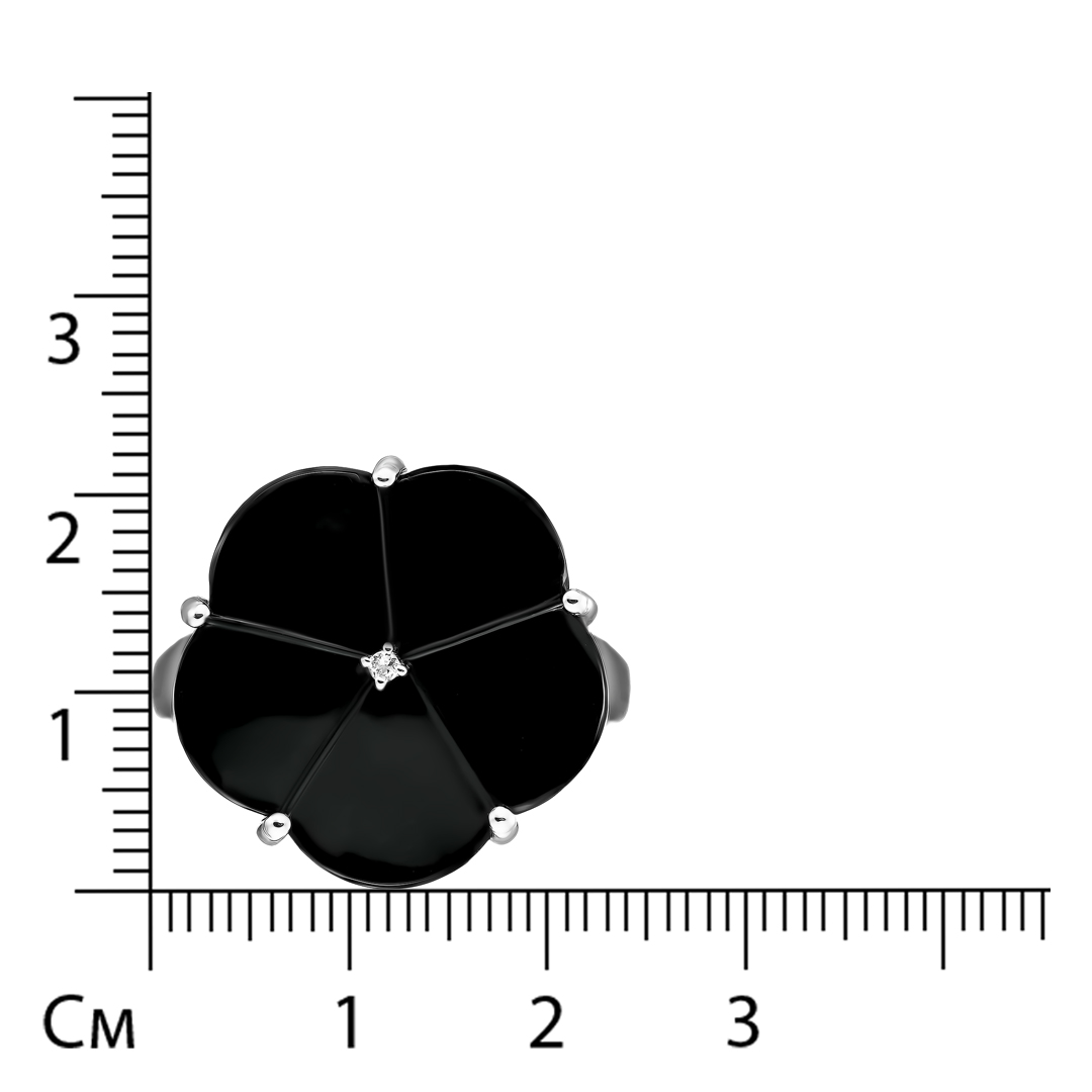 Серебряное кольцо 925 пробы; вставки 1 Оникс черный 8,47 ct; 1 Топаз белый 0,015 ct;