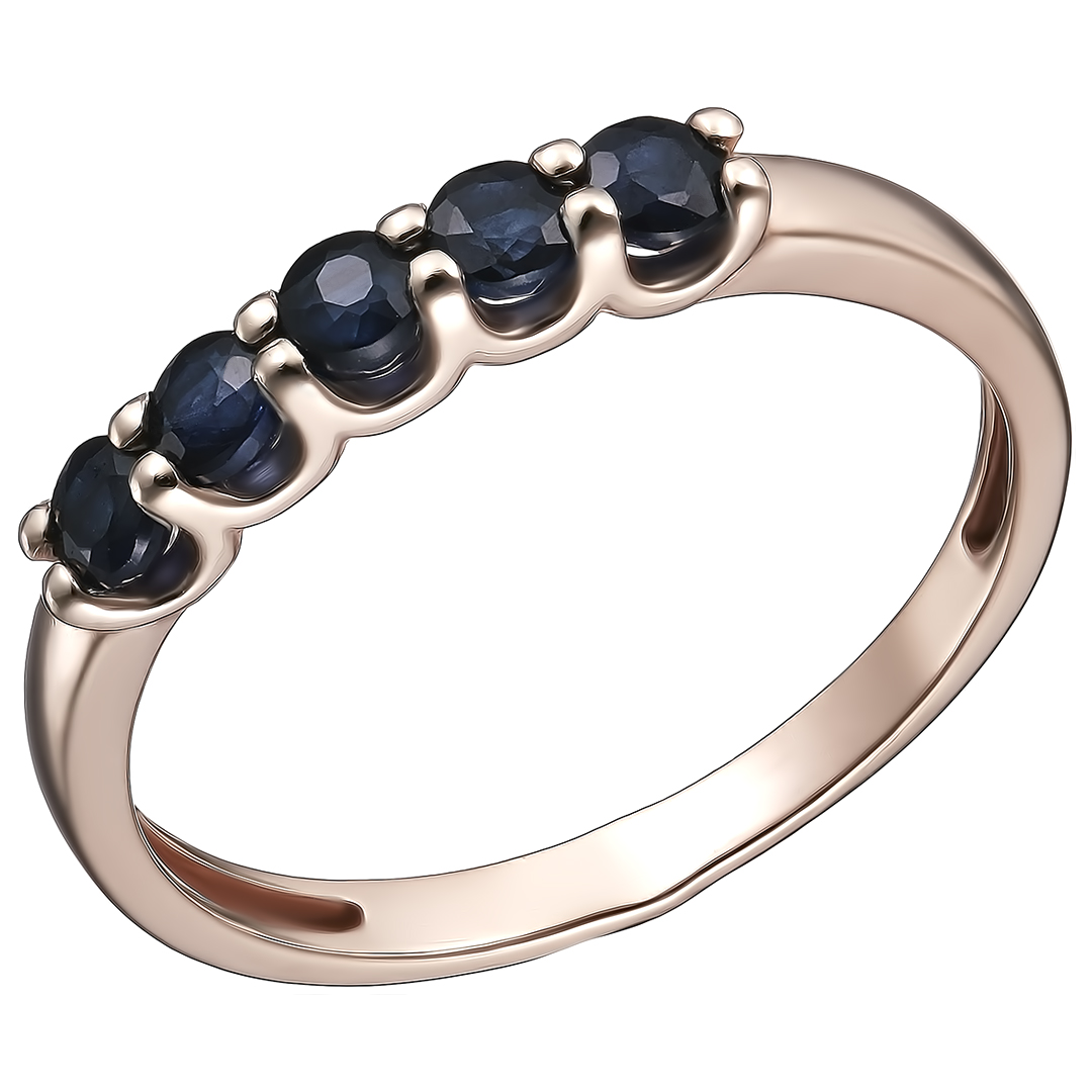 Серебряное кольцо 925 пробы; вставки 5 Сапфир 0,59 U/2