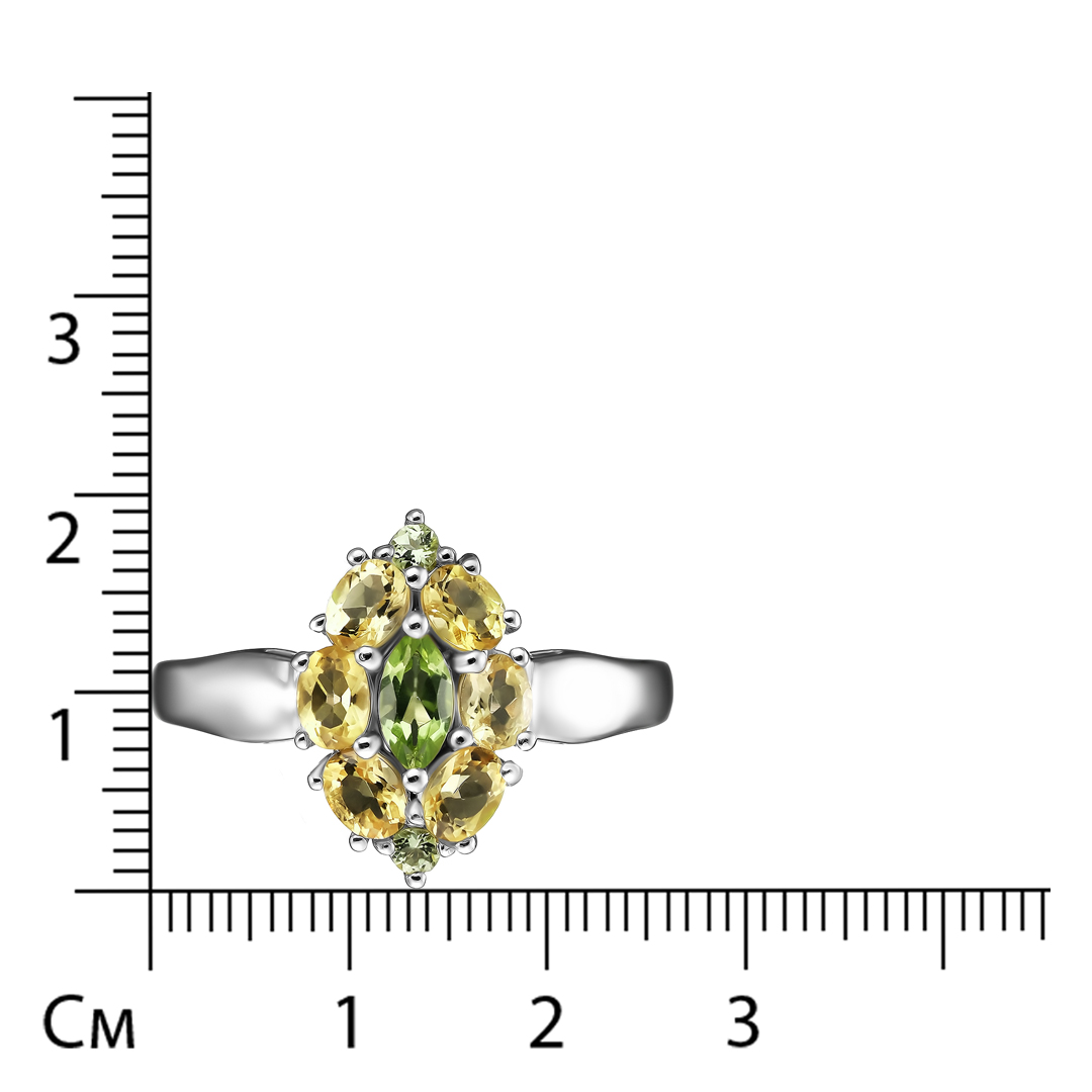 Серебряное кольцо с цитринами и перидотами
