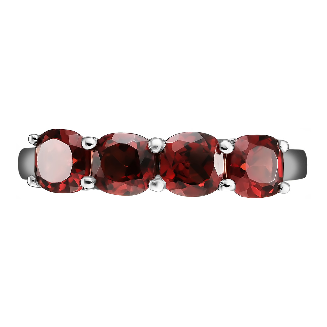 Серебряное кольцо 925 пробы; вставки 4 Гранат 2,76 ct;