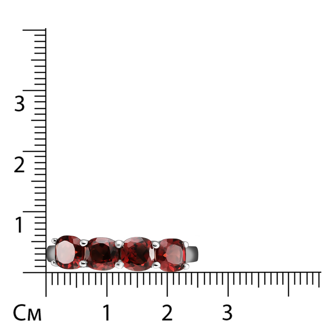 Серебряное кольцо 925 пробы; вставки 4 Гранат 2,76 ct;