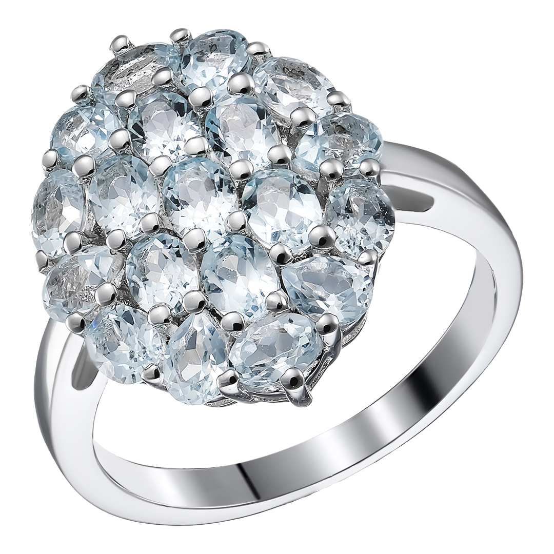 Серебряное кольцо 925 пробы; вставки 19 Топаз 3,55ct;