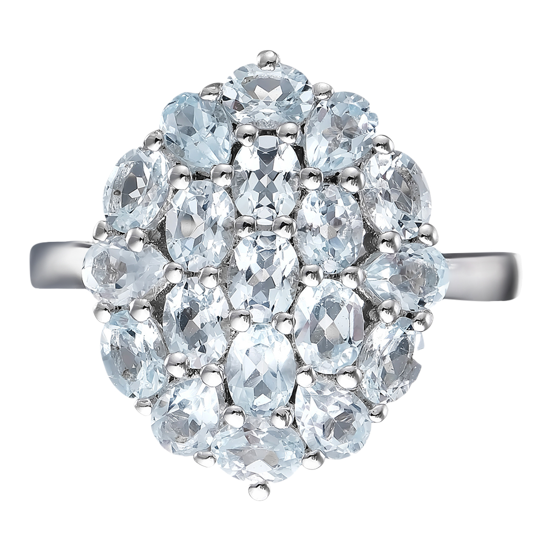 Серебряное кольцо 925 пробы; вставки 19 Топаз 3,55ct;