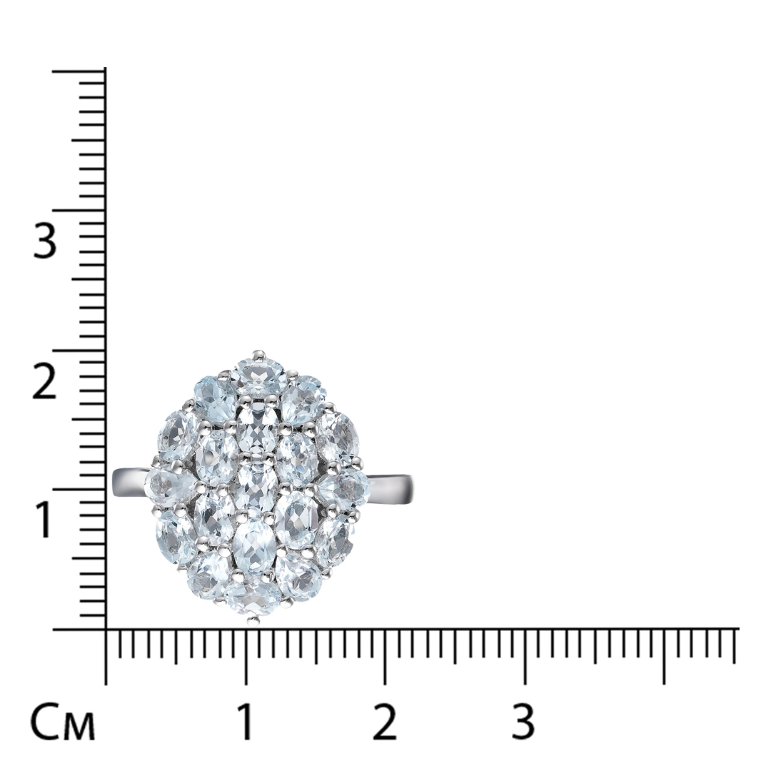 Серебряное кольцо 925 пробы; вставки 19 Топаз 3,55ct;