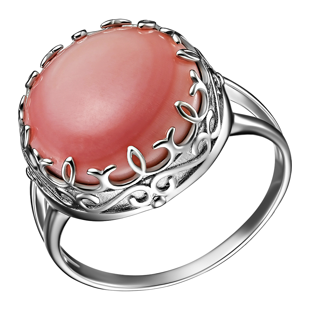 Серебряное кольцо 925 пробы; вставки 1 Коралл;