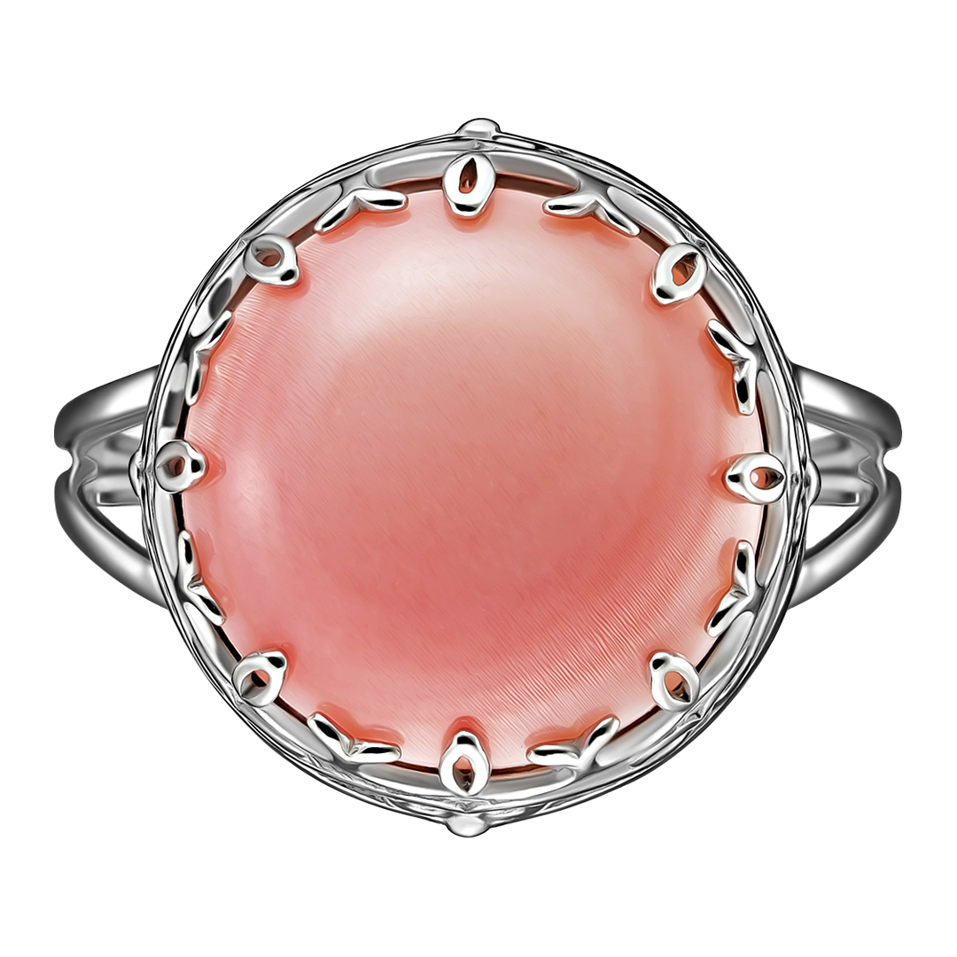 Серебряное кольцо 925 пробы; вставки 1 Коралл;