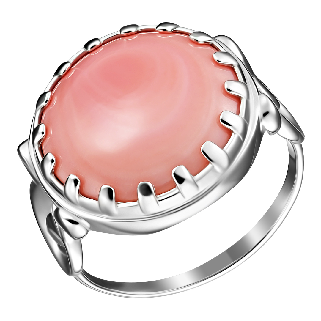 Серебряное кольцо 925 пробы; вставки 1 Коралл;