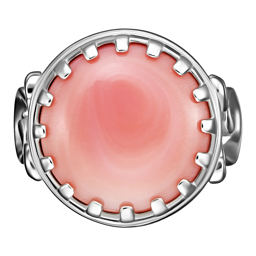Серебряное кольцо 925 пробы; вставки 1 Коралл;