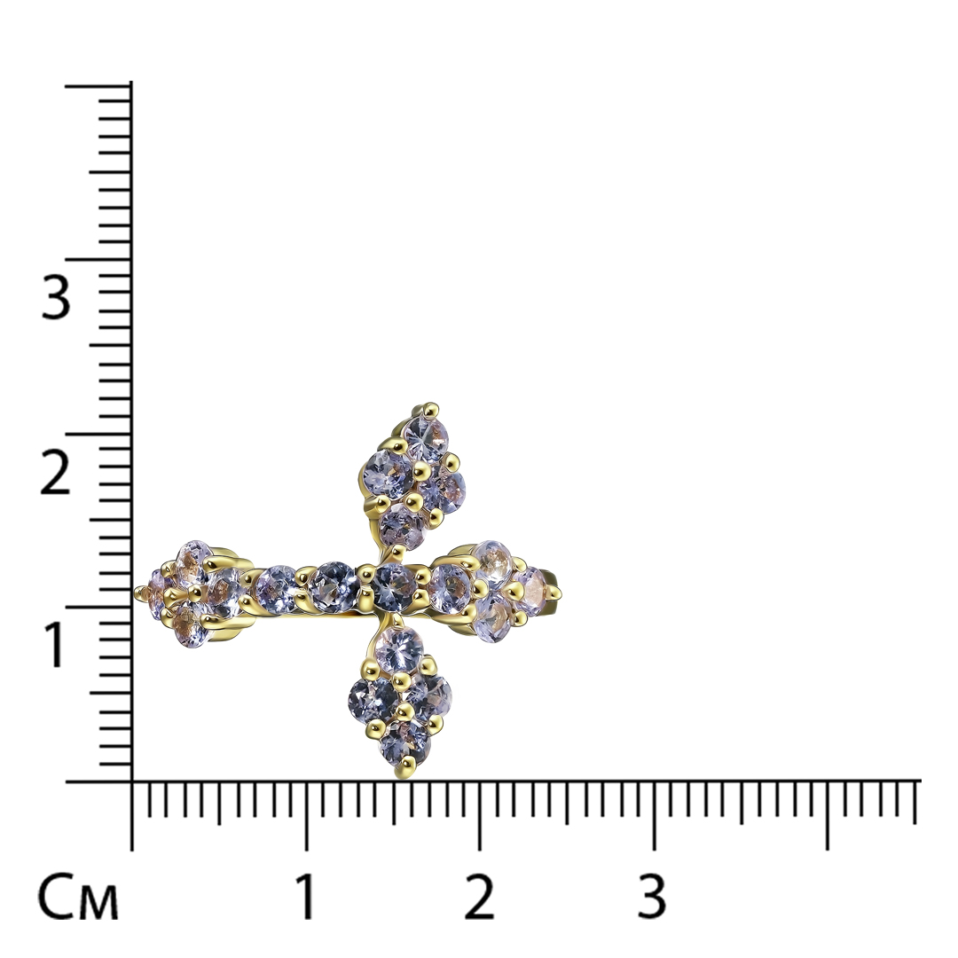 Серебряное кольцо с танзанитами "Крест"