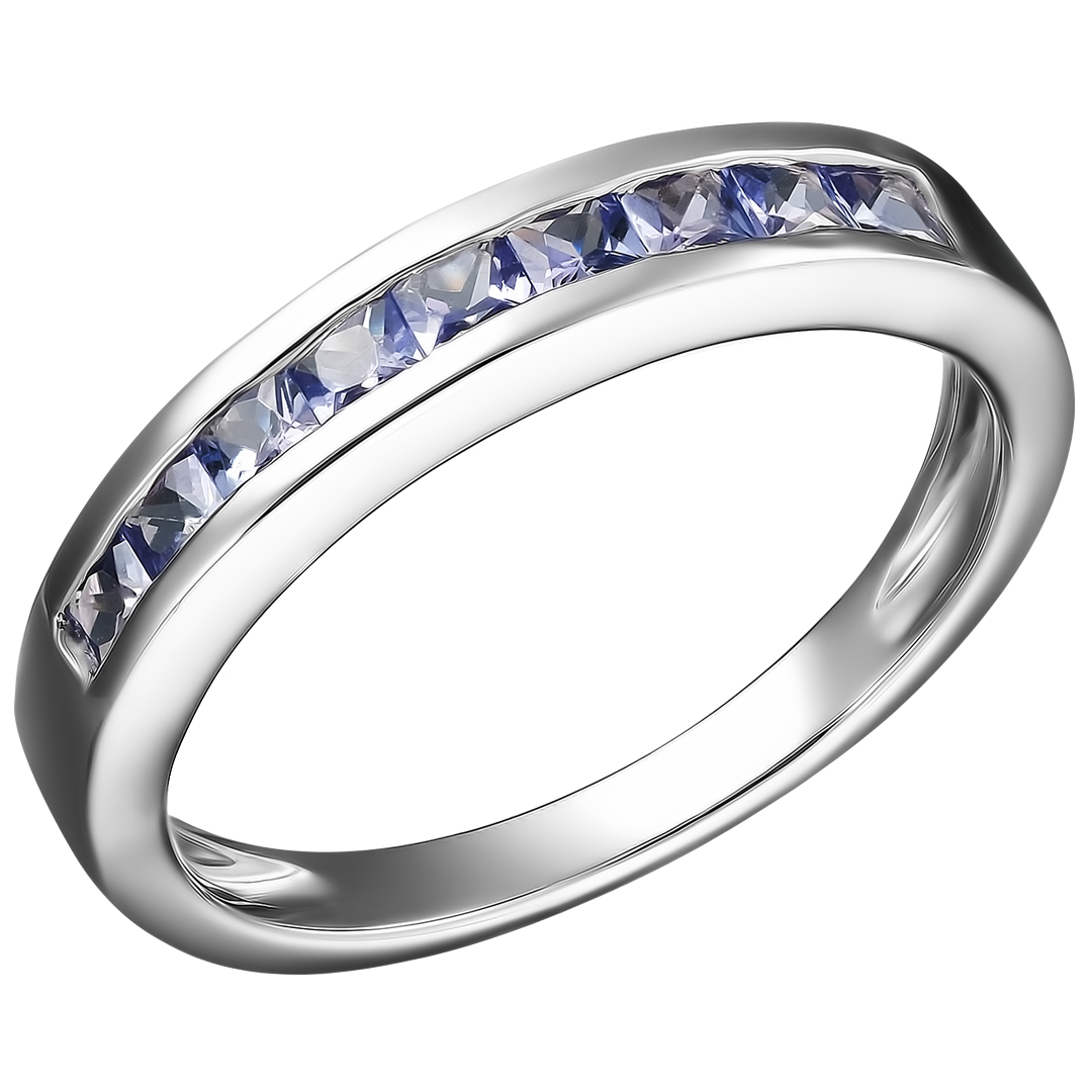 Серебряное кольцо 925 пробы; вставки 9 Танзанит 0,86ct;