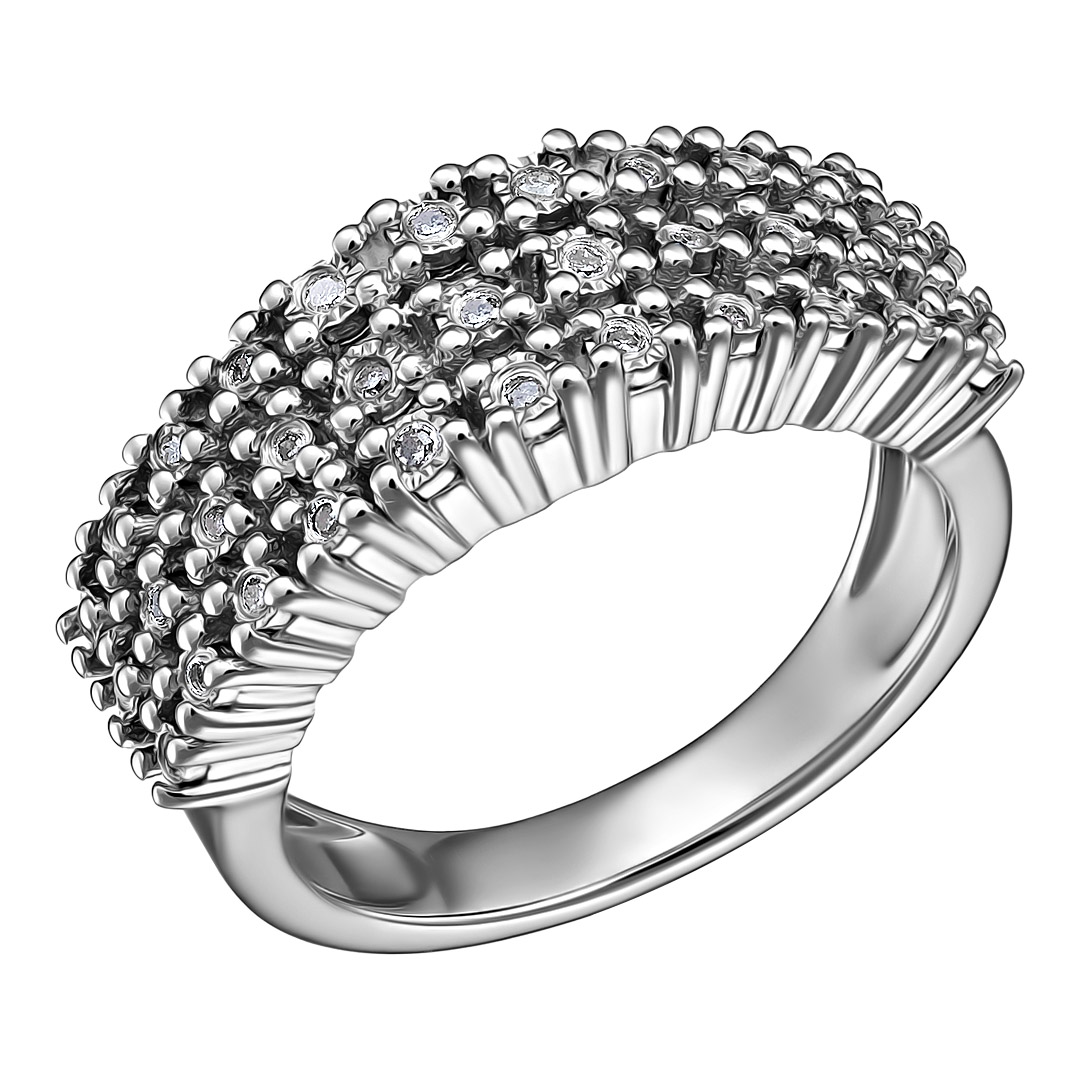 Серебряное кольцо 925 пробы; вставки 33 Бр.Кр-17 0,112ct. 4/3