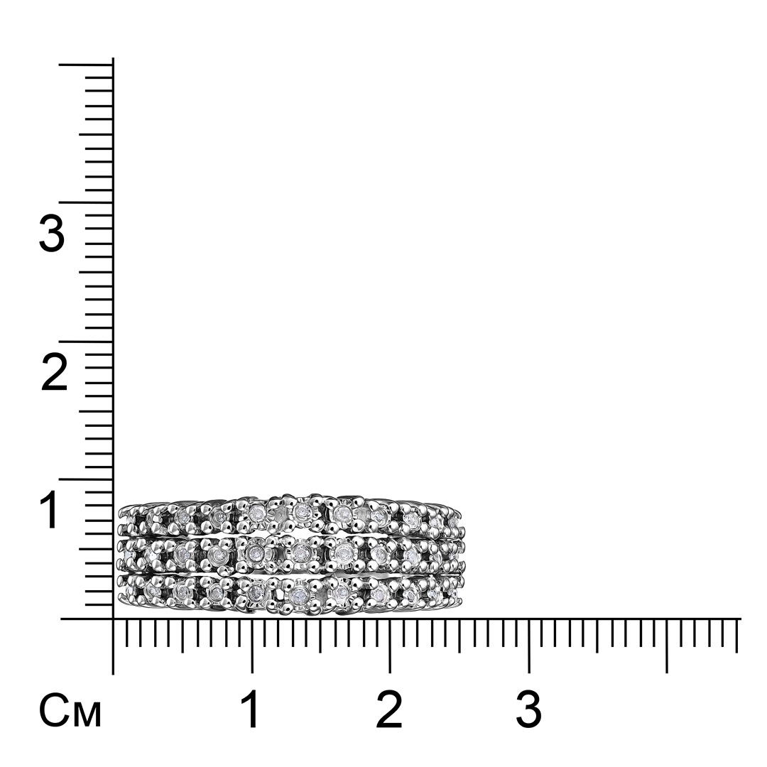 Серебряное кольцо 925 пробы; вставки 33 Бр.Кр-17 0,112ct. 4/3