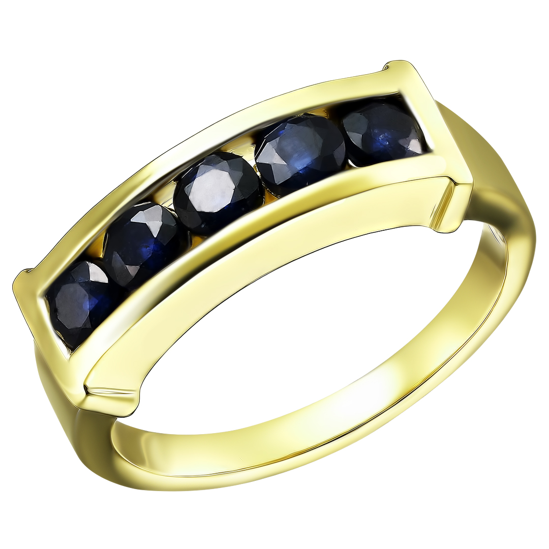 Серебряное кольцо 925 пробы; вставки 5 Сапфир 1,9ct. U/2