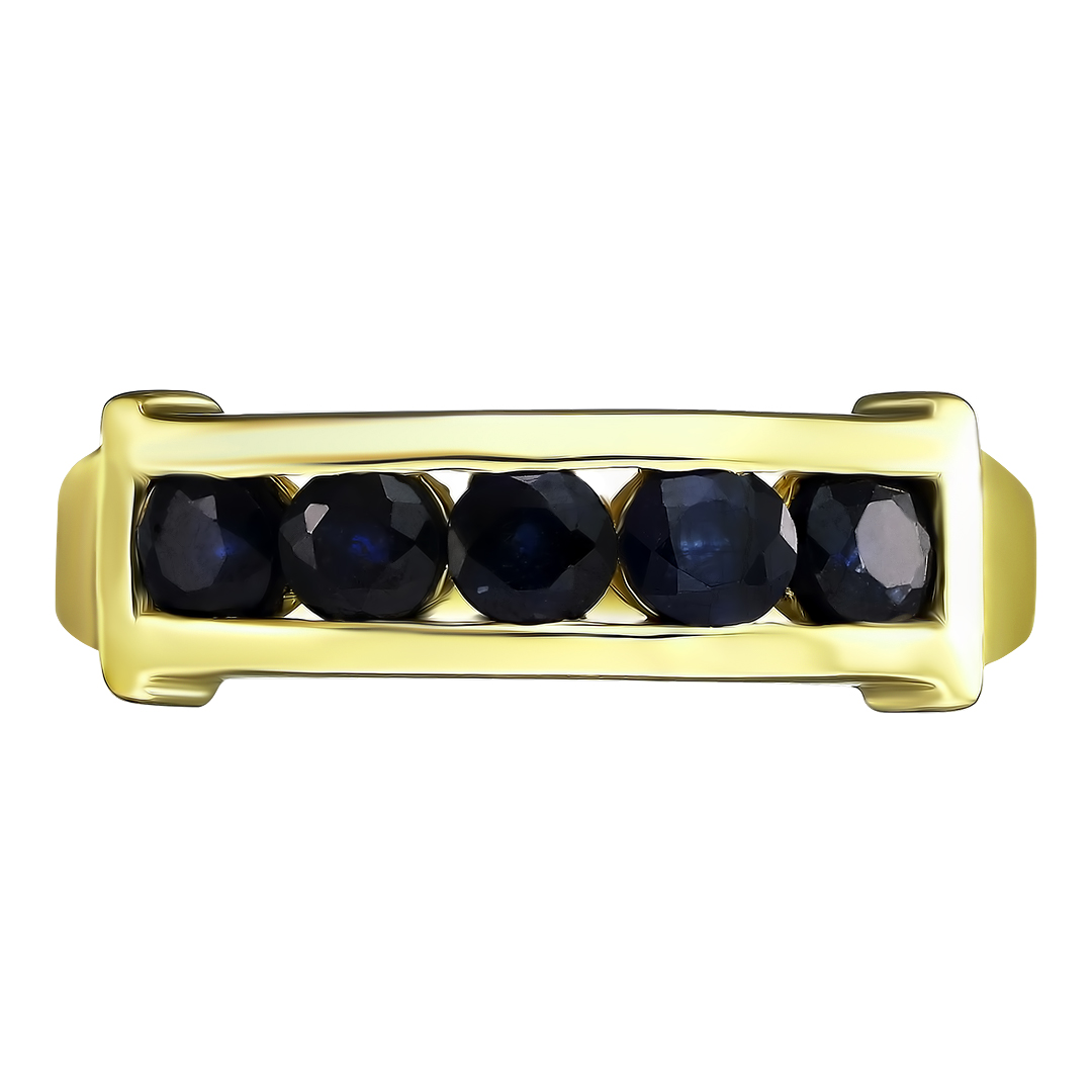 Серебряное кольцо 925 пробы; вставки 5 Сапфир 1,9ct. U/2