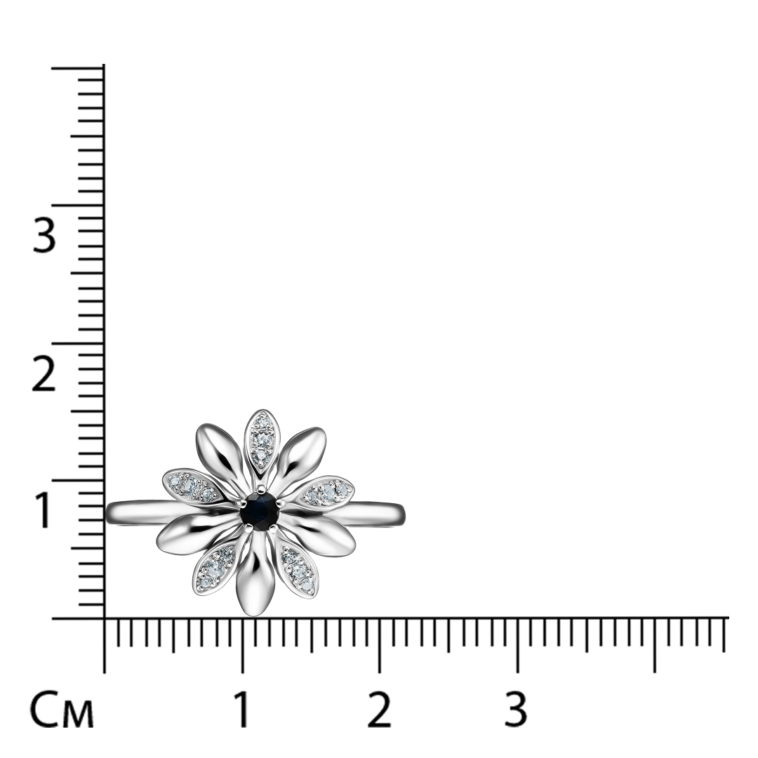Серебряное кольцо с сапфиром "Цветок"