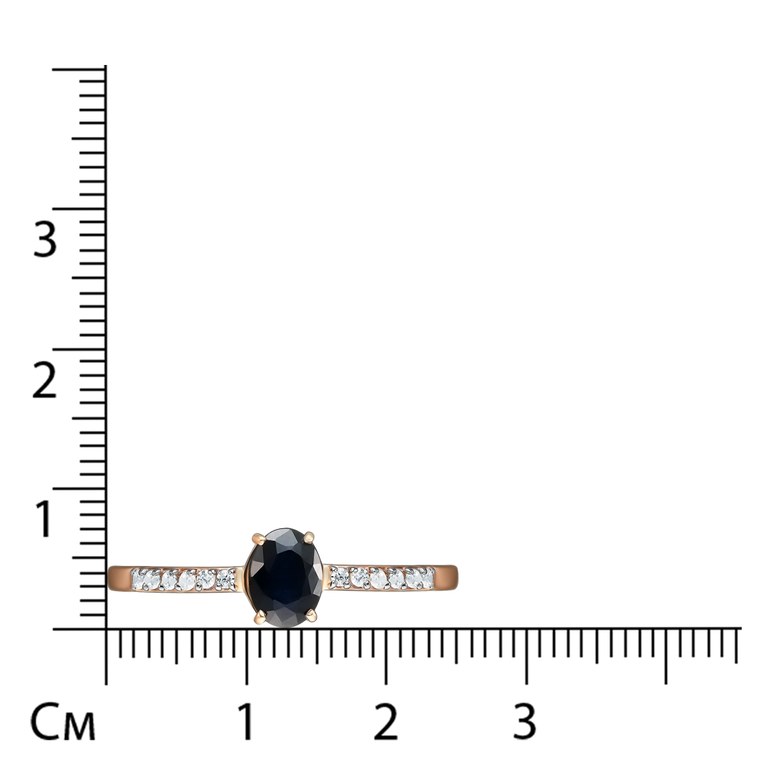 Серебряное кольцо 925 пробы; вставки 1 Сапфир 0,953 U/2; 12 Фианит бесцв.;