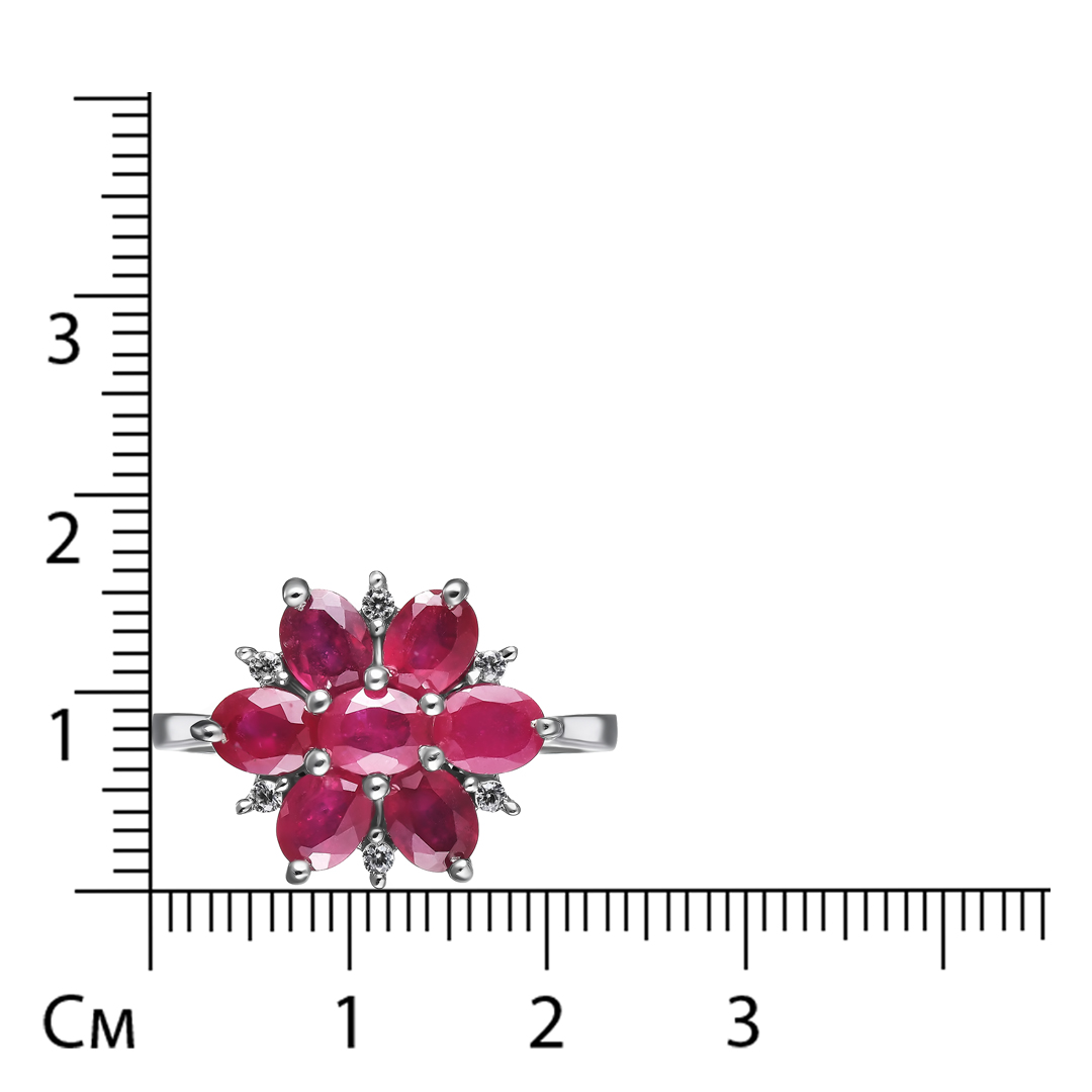 Серебряное кольцо с рубинами "Цветок"