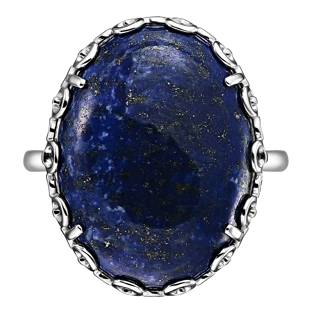 Серебряное кольцо 925 пробы; вставки 1 Ляпис;