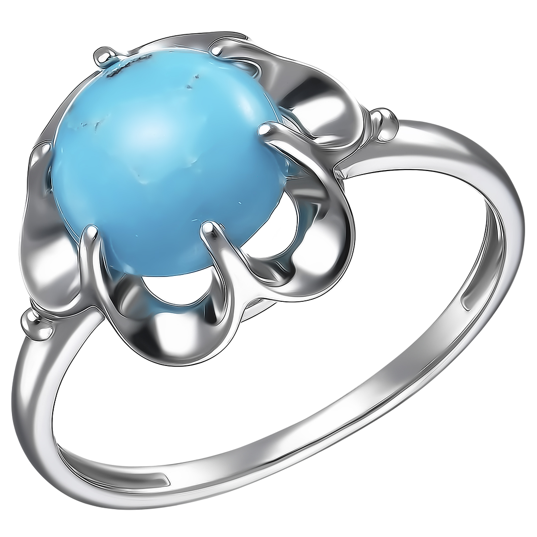 Серебряное кольцо 925 пробы; вставки 1 Бирюза нат.;