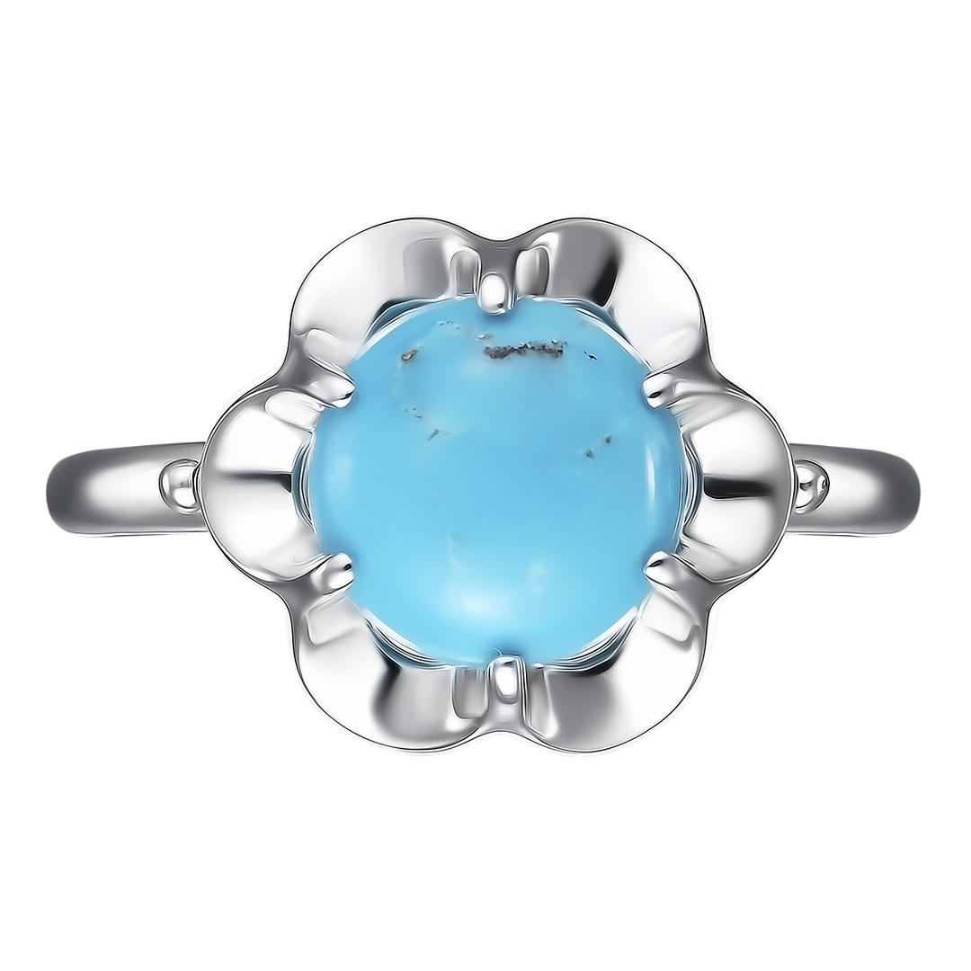 Серебряное кольцо 925 пробы; вставки 1 Бирюза нат.;