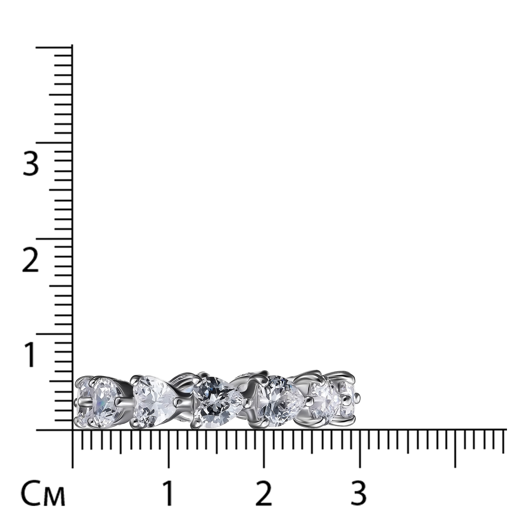 Серебряное кольцо с фианитами "Сердца"