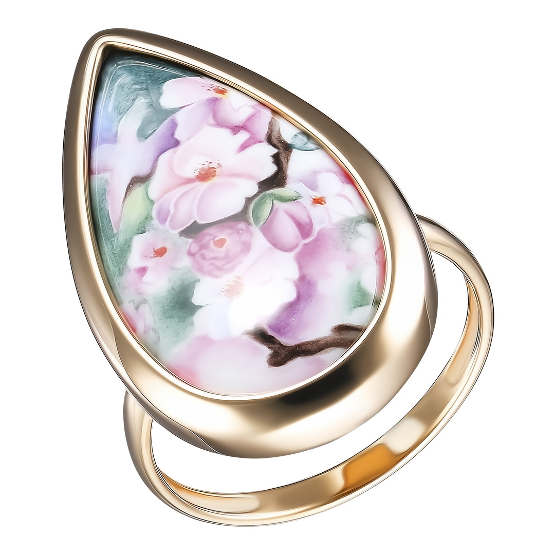 Серебряное кольцо 925 пробы; вставки 1 Финифть разноцв.;