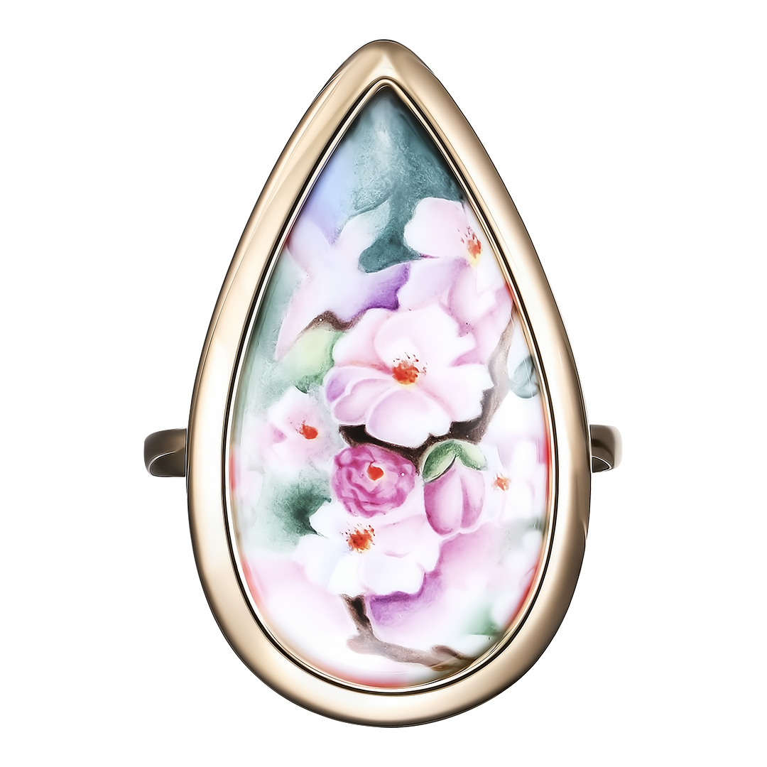 Серебряное кольцо 925 пробы; вставки 1 Финифть разноцв.;