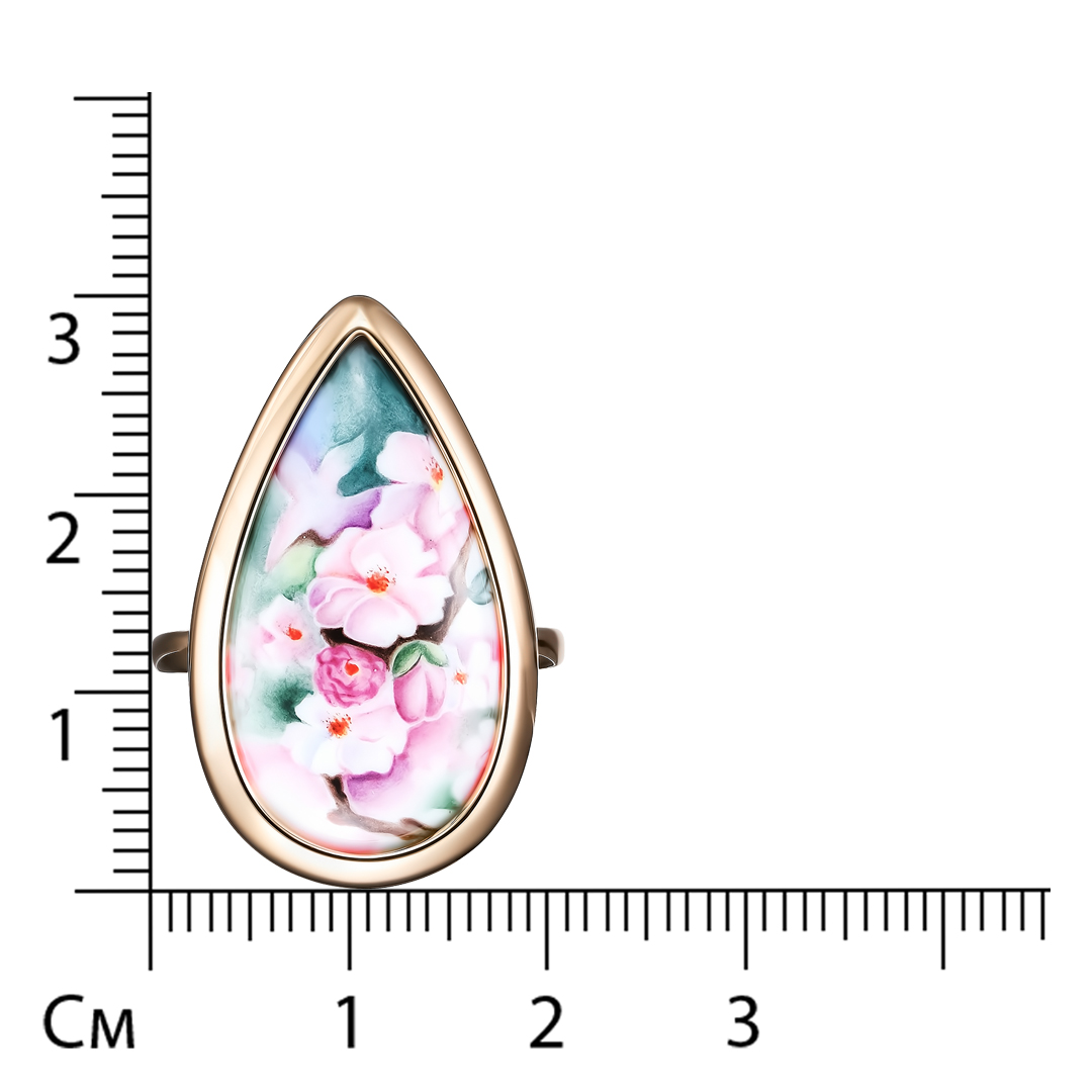 Серебряное кольцо 925 пробы; вставки 1 Финифть разноцв.;