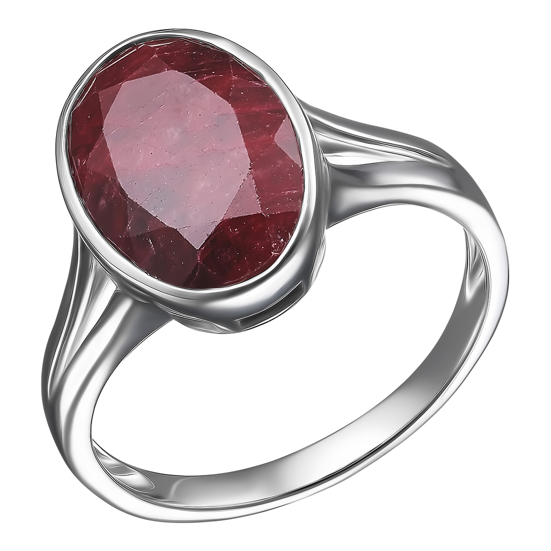 Серебряное кольцо 925 пробы; вставки 1 Корунд красный 7,15ct;