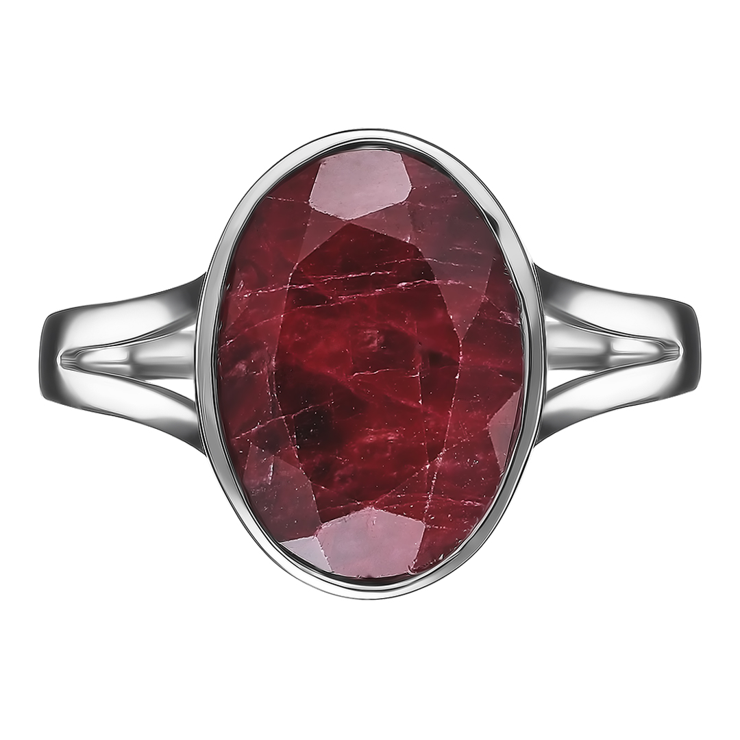 Серебряное кольцо 925 пробы; вставки 1 Корунд красный 7,15ct;