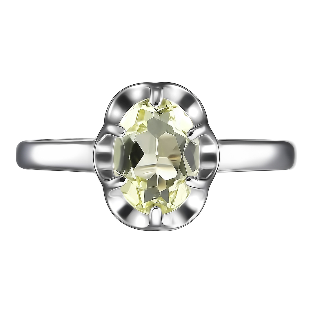 Серебряное кольцо 925 пробы; вставки 1 Цитрин лимонный;