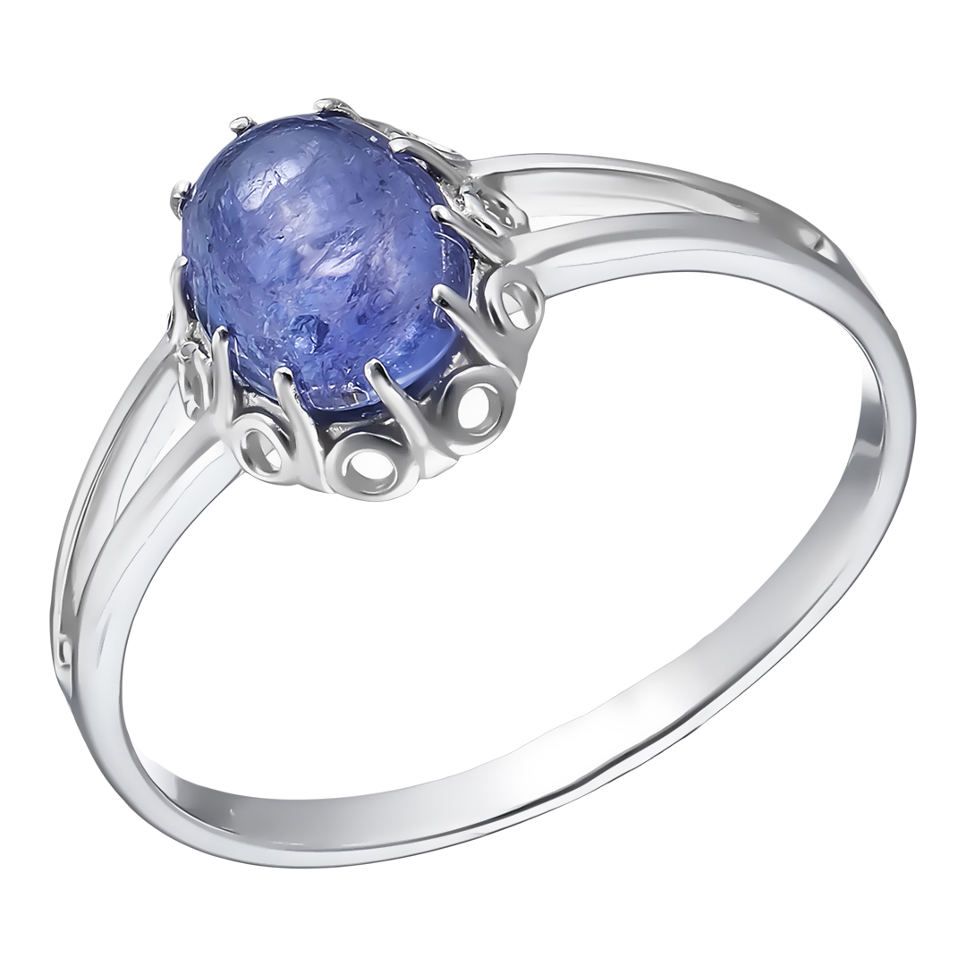 Серебряное кольцо 925 пробы; вставки 1 Танзанит;