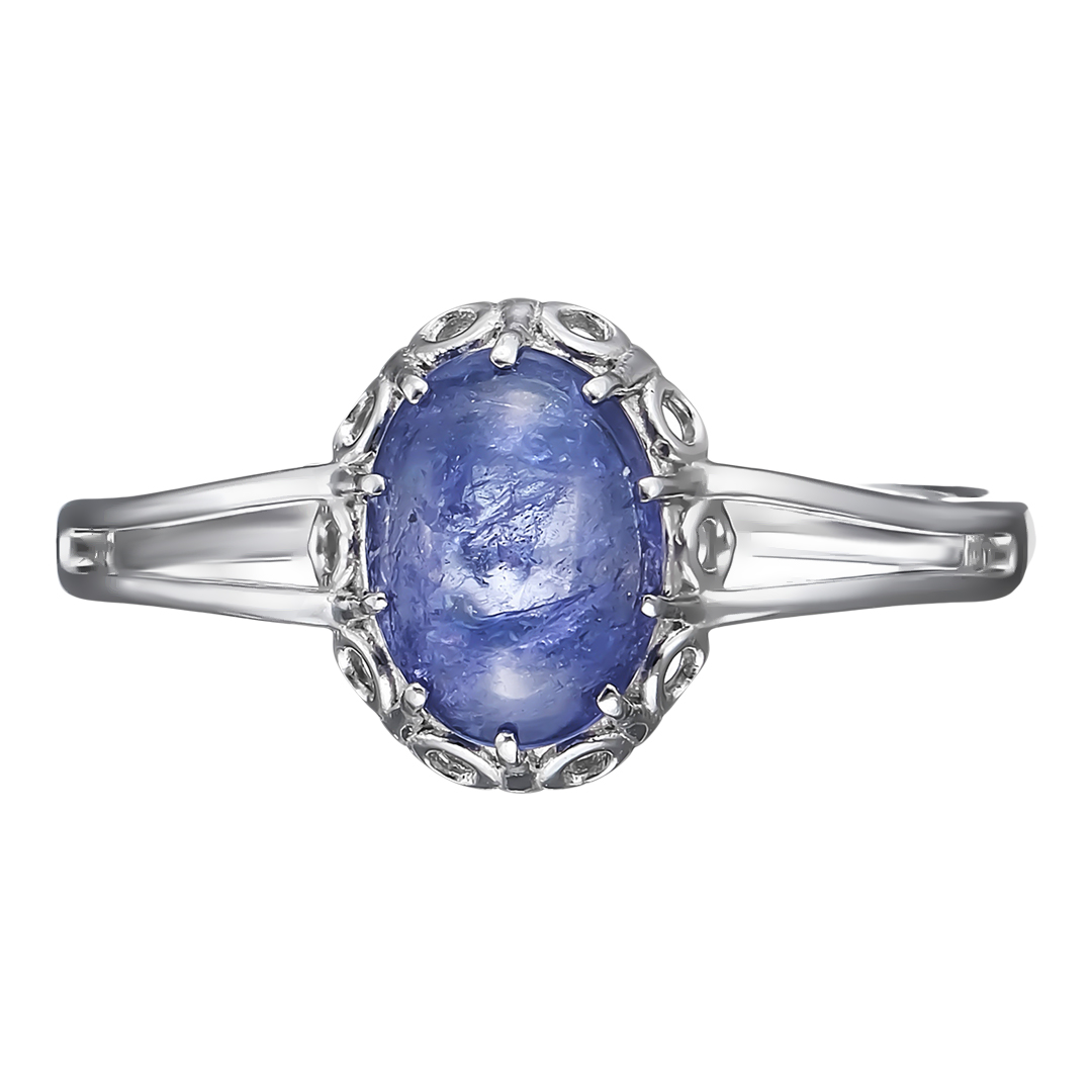 Серебряное кольцо 925 пробы; вставки 1 Танзанит;